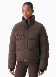 Men's Brown <b>Quilted</b> Puffer Jacket Hooded Stand Collar <b>Thick</b> Autumn Casual Outerwear Solid Color Waterproof Polyester Fiber - Product Image 2