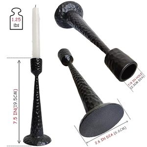 Ensemble de deux chandeliers décoratifs en fonte noire pour bougies coniques, pour table à manger, mariage, fête, anniversaire - Product Image 1