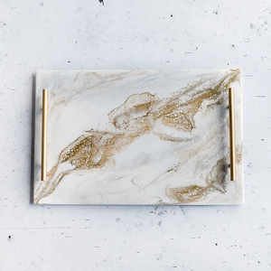 Modern Resin Serving Tray with Handles Decorative Resin Tray for Home Kitchen and Restaurant Use By Perfect Enterprises - Product Image 3
