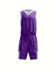 Ensemble d'uniformes de basket-ball personnalisés, blanc et bleu, en polyester respirant, unisexe, pour adultes, vêtements d'équipe, vêtements de sport pour l'entraînement - Product Image 4