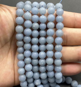 Perles de cristal naturel mélangées : Cornaline, Angelite, Agate bleue, 6mm 8mm, perles de pierres précieuses de guérison, marque FE, vente en gros pour la fabrication de bijoux en vrac - Product Image 2