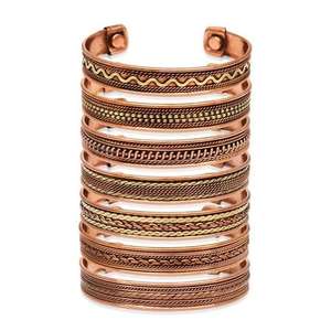 Bracelet ouvert ajustable de qualité supérieure fait main, bijoux en cuivre et laiton artisanaux avec gravure, cadeau pour hommes et femmes - Product Image 1