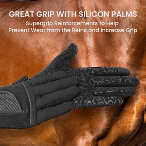 Guantes de equitación de cuero de dedo completo con agarre superior en la palma, ligeros, personalizables y antideslizantes - Product Image 5