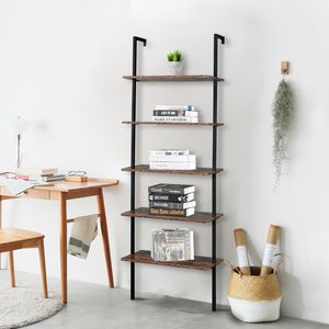 Libreria a scala aperta a 5 livelli industriale 23.6 \ "L X 11.8 \" W X 70.9 \ "H libreria a parete con struttura in metallo - Product Image 2