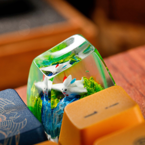 Keycaps Artisanat Forêt Mystique, Keycaps Artisanat Personnalisé, Keycaps Anime Mignons, Keycaps Verts, Ensemble de Keycaps, Keycaps en Bois - Product Image 6