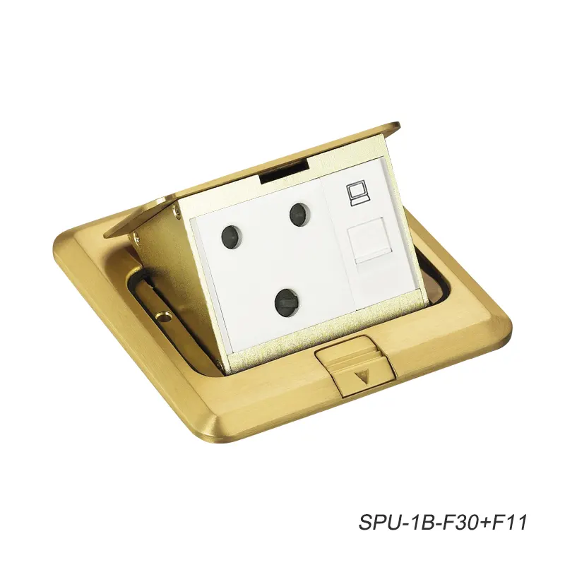 Box EU Universal Floor Sockets Charging Sockets Floor Box Waterproof Electric Power Pop Up 220V Gold Socket Ground Box