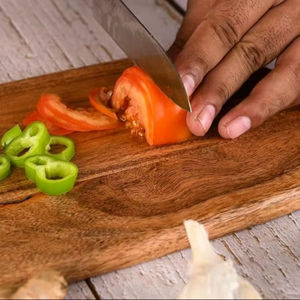 Planche à découper en bois à long manche, épaisse et durable, compatible couteaux, finition lisse, idéale pour couper, servir et préparer - Product Image 2