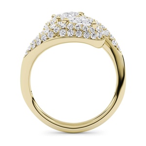 Bague en argent plaqué or avec grappe de pierres, coupe ovale et poire, bande ouverte, bijoux de mode pour femmes et hommes - Product Image 2