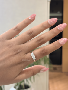 Elegant princess cut lab grown diamond three stone tension bar <b>ring</b> 1.56 carat VVS VS EF solid gold <b>fine</b> jewelry gift - Product Image 1