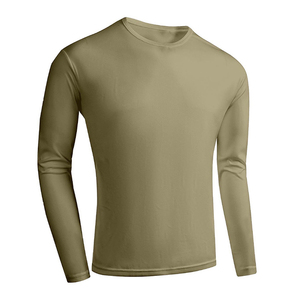 High Quality <b>100</b>% <b>Polyester</b> Men's Pullover Regular Fit Quick Dry Crew Neck Long Sleeve Solid Casual Jersey T-<b>Shirt</b> OEM Service - Product Image 2