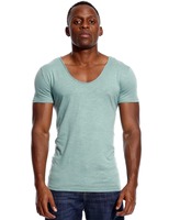 T-shirt pour homme à col en V profond et large, coupe ajustée, manches courtes, sous-vêtement invisible, style mode