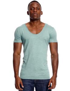 T-shirt pour homme à col en V profond et large, coupe basse, sous-vêtement invisible, coupe ajustée, manches courtes, style mode - Product Image 6