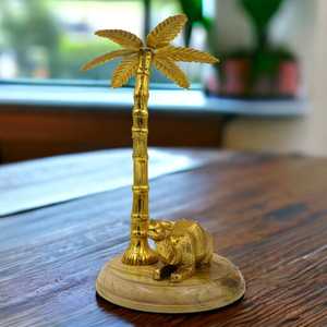Jaffs Exports Golden Palm Tree Turtle Figurine Aluminium Eco-Friendly Durable Modern Design Tabletop Decor Bohemian Sculpture - Product Image 6