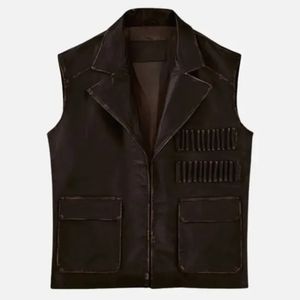 Trendy <b>Men</b> Casual Leather Vest Stylish Retro Sleeveless <b>Jacket</b> Breathable Fashionable Motorcycle <b>Biker</b> Slim Fit Autumn - Product Image 1