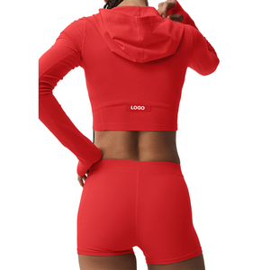 Conjunto de 2 Piezas Premium Personalizado: Chaqueta con Cierre y Pantalones Cortos Micro para Mujer, Ropa Deportiva Suave y Cómoda, Estilo Athleisure, con Logotipo Personalizado - Product Image 2