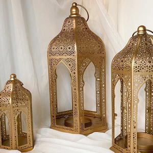 <b>Gold</b> Metal Moroccan <b>Lantern</b> With Intricate Arch Cutwork Handmade <b>Lantern</b> Portable Decorative Light Holder for Home Wedding Decor - Product Image 4