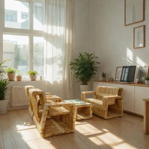 Ensemble de canapés en bois moderne, design mid-century, surface polie, meubles de salon, matériau écologique - Product Image 1