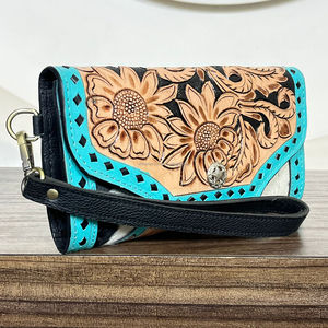 Bolsos de Noche para Fiestas de Chicas, Cartera de Cuero Vacuno Hecha a Mano, Tarjetero, Cartera Larga con Correa para la Muñeca, Bolso de Mano para Mujer, para Dinero y Teléfono - Product Image 4