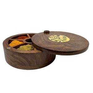 Caja de madera tallada para frutos secos con tapa de cristal, compartimentos divididos, contenedor de almacenamiento tradicional hecho a mano para frutas secas y nueces - Product Image 2
