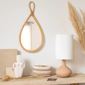 <b>Wall</b> <b>Hanging</b> Teardrop Rattan <b>Mirrors</b> <b>Wall</b> <b>Hanging</b> Contemporary Style Eco Friendly Water Drop Shape <b>Mirror</b> - Product Image 4