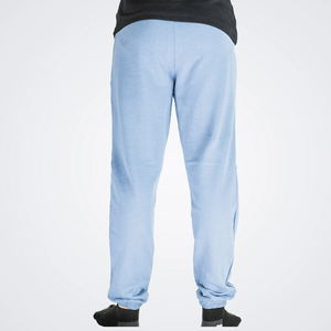 Pantalon de jogging décontracté pour homme SoftTread 100% coton, taille élastique, noir et bleu clair, coupe slim, devant plat - Product Image 3