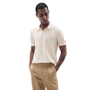 Polo côtelé pour homme à manches courtes en coton premium, texture douce, coupe ajustée, décontracté et élégant, idéal pour l'été, respirant, vente en gros - Product Image 3