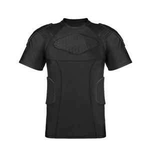 Customized Adults Men's Slim <b>Padded</b> Compression <b>Shirt</b> Eco-Friendly Breathable Anti-Bacterial Fabric Protective Rib Chest - Product Image 3