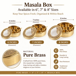 Clear Glass Lid Brass Masala Box Floral Engraved Round Indian <b>Spice</b> Container 7 Bowls Kitchen Organizer Wholesale Manufacturer - Product Image 5