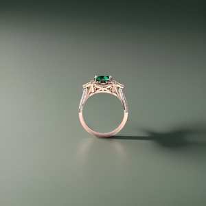 925 Sterling Silver Emerald Cushion Cut Flower <b>Statement</b> <b>Ring</b> IGI Certified Vintage Art Deco Design Handmade Women's Jewelry - Product Image 2