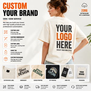 เสื้อยืดคอตตอนเบลนด์พรีเมียมแบบสั่งทำพิเศษ 230 กรัม ทรงโอเวอร์ไซส์ สไตล์สตรีทแวร์ สำหรับทุกเพศ พร้อมบริการพิมพ์โลโก้แบบ OEM ODM สำหรับฤดูร้อน - Product Image 3