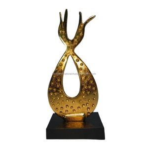 Sculpture décorative en aluminium avec finition or et noir pour la décoration de la maison Sculpture en métal Diwali Articles de cadeau - Product Image 5