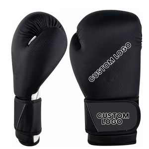 Gants d'entraînement de boxe en PU noir avec fermeture Velcro, design respirant pour adultes - Product Image 6