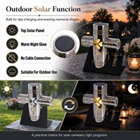 Lanterne Solaire Métallique en Gros Znicz Solarny, Lampe Commémorative en Métal en Forme de Croix avec Découpe Cœur pour Cimetière Extérieur