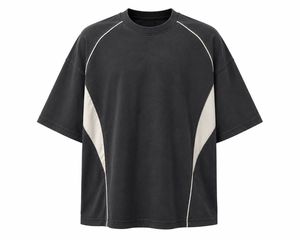 Men's Oversized Color Blocked T-Shirt <b>Raglan</b> Sleeve O-Neck Knitted Solid Design Contrast Trim Casual Style - Product Image 2