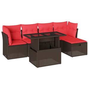 Juego de sofás de jardín de ratán sintético marrón de 6 piezas con cojines, muebles de patio - Product Image 2