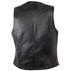 Chalecos de Mujer de Cuero Genuino Ecológicos, Impermeables, Color Personalizado, Transpirables, Cuello en V, Estilo Motero Urbano con Botones - Product Image 2