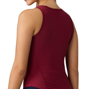 Débardeur côtelé respirant sans manches pour femme, couleur bordeaux, idéal pour le yoga, la course, la gym, le fitness et l'entraînement sportif - Product Image 4