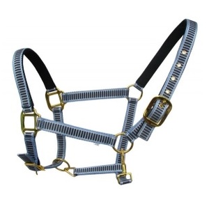 Cabestro de equitación inglés de nubuck acolchado con pulido de latón, el más vendido, con características duraderas de nailon PP para personalizar cabestros ecuestres. - Product Image 1