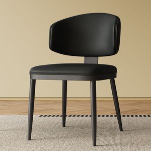 Set di 2 Sedie da Pranzo in Pelle PU Nera e Metallo dal Design Moderno per Cucina e Sala da Pranzo - Product Image 4