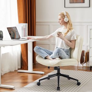 Sedia da Ufficio Moderna e Confortevole, Girevole con Regolazione in Altezza, Base a Croce, Senza Braccioli, Seduta Larga con Ruote per Computer - Product Image 3