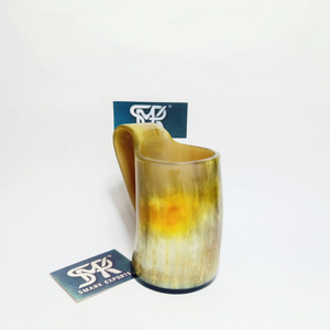 Auténtica Jarra de Cerveza Africana de Cuerno Ecológica, Hecha a Mano con Acabado Natural, para Fiestas Temáticas Vikingas, Decoración Rústica de Bar, Estilo Animal - Product Image 1