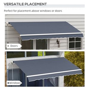 Elegante Tenda da Sole Retrattile per Esterni 12x8 Piedi, Grigio Scuro, Resistente ai Raggi UV e all'Acqua, con Manovella Manuale Estensibile per Terrazze - Product Image 5