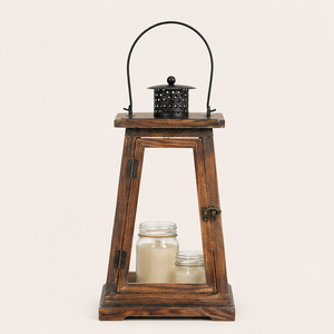Handcrafted Rustic Wooden <b>Candle</b> <b>Lantern</b> with Metal Top Vintage Farmhouse Decorative <b>Lantern</b> for Indoor Outdoor Home Garden Use - Product Image 3
