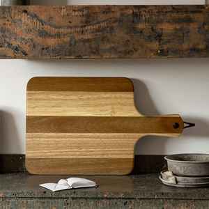 Tabla de cortar de madera a rayas con asa, tabla grande para cortar carne, verduras, pan y queso, tabla para servir en la cocina - Product Image 1