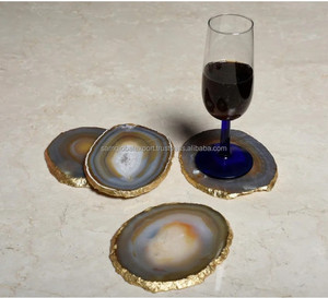 Custom Polished <b>Agate</b> Design Eco-Friendly Antique Imitation <b>Coaster</b> Set Unique Stylish Tabletop Natural Stone Home Decor Art - Product Image 1
