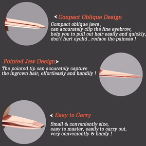 3pcs Eyebrow Tweezer Set Rose Gold with Leather Travel Case Triad Fix Repair Tool Kit Face Hair Removal Make Up Tools - Product Image 3