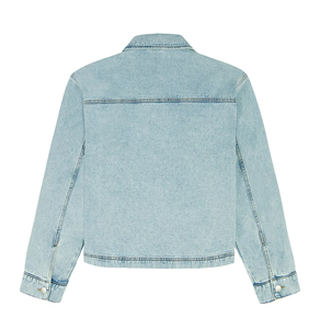 Men's Acid Wash Denim Work Jacket Casual Zipper Front Turn-<b>Down</b> Collar Streetwear Cotton Vintage Canvas Jacket - Product Image 2
