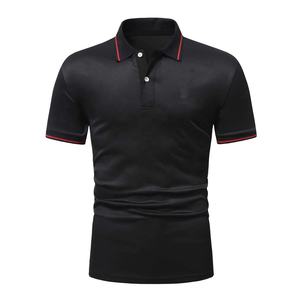 Camiseta de golf negra informal de manga corta de alta calidad para hombre, camisetas de polo de talla grande, logotipo bordado personalizado, OEM antiarrugas - Product Image 1