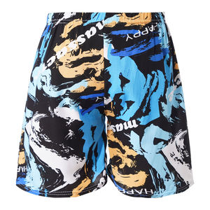 Shorts de bain imprimés pour hommes, taille mi-haute, avec cordon de serrage, en tissu maillé imperméable, séchage rapide, décontractés, coupe haute - Product Image 3