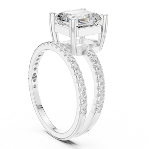 Anillo de Compromiso para Mujer con Certificado GRA, Diseñado en Oro Blanco Sólido de 14k, Corte Asscher, Diamante Cultivado en Laboratorio, Joyería al por Mayor - Product Image 4